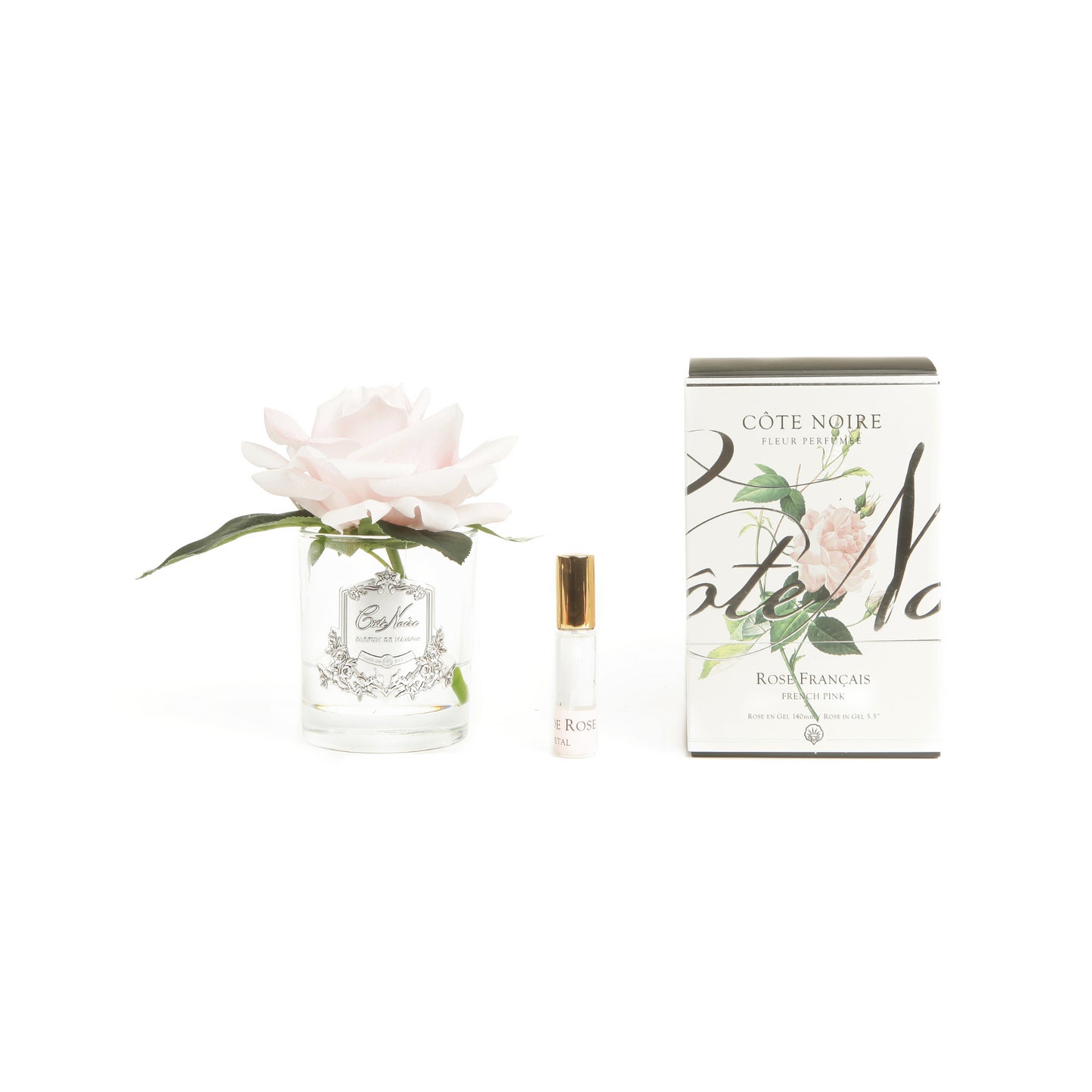 Cote Noire Single Rose - Clear Silver - French Pink