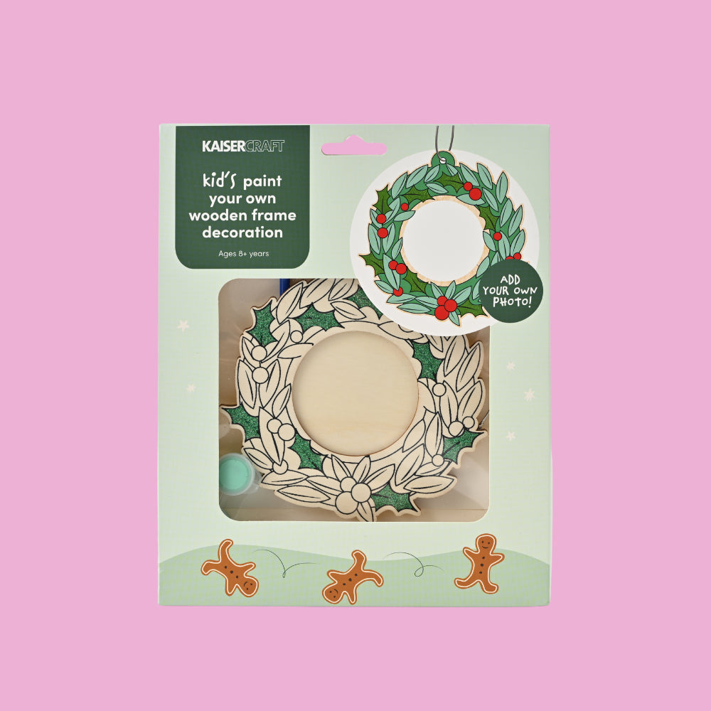 Kids Christmas Paint Your Own Wooden Frame Decoration - Wreath