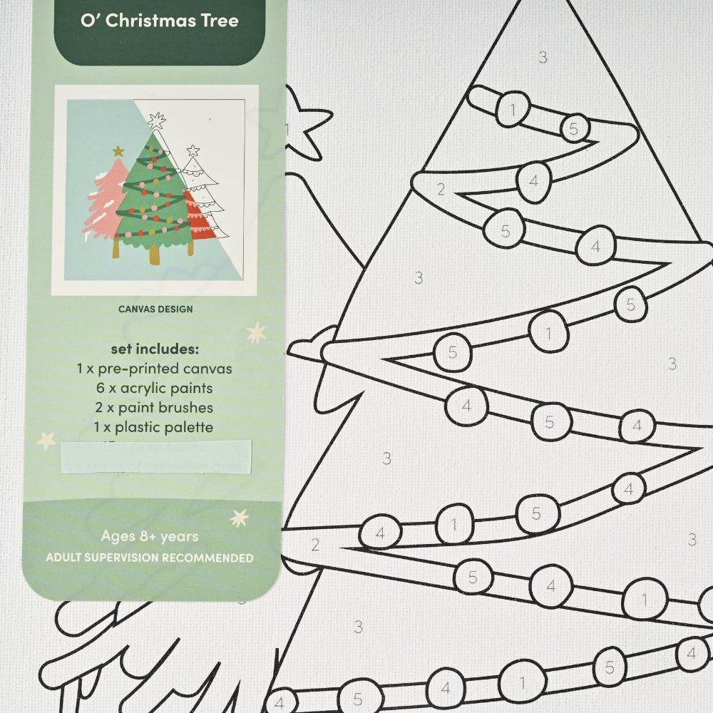Christmas Paint By Numbers Mini Canvas 30x30cm - O Christmas Tree