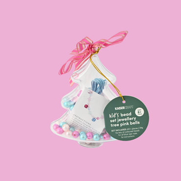 Christmas Bead Set Keychain Decorations - Tree Pink Bells