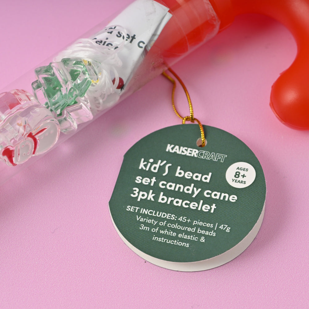 Christmas Kid's Bead Set Candy Cane - 3 pack Bracelet