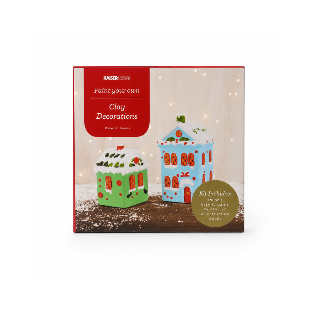 Christmas Paint Your Own Clay Decorations 2 Pack - HOUSES