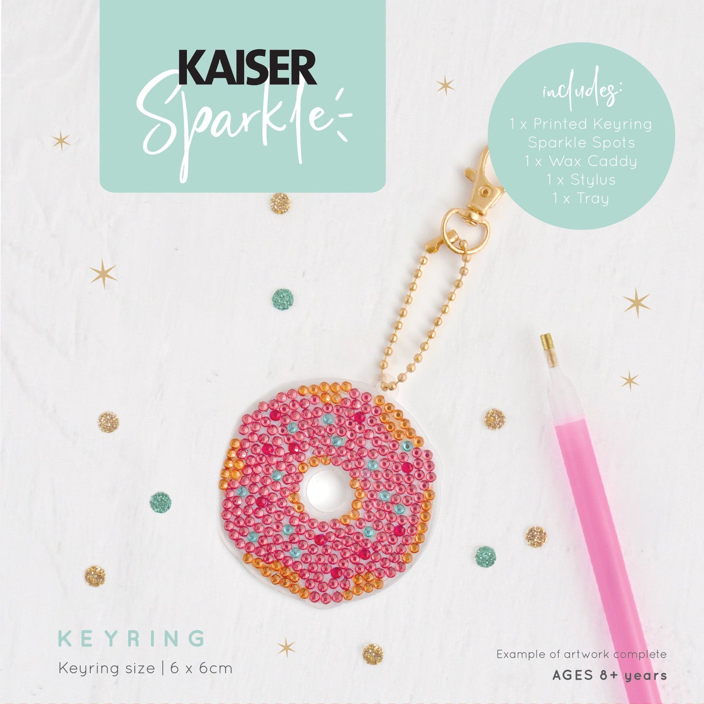 Kaiser Creative Club - Kids Sparkle Keyrings - DONUT