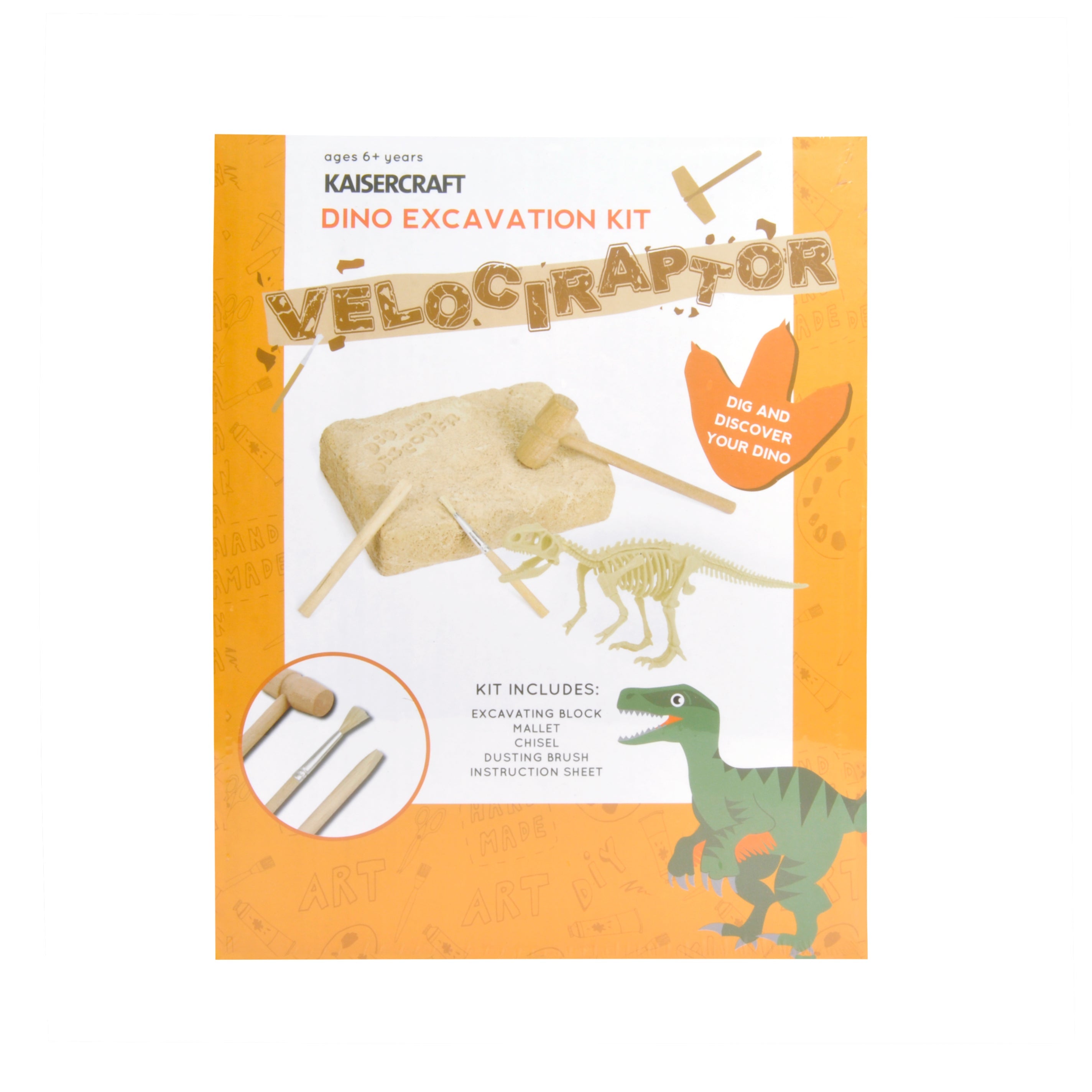Creative Club - Kids Dino Excavation Kit - VELOCIRAPTOR
