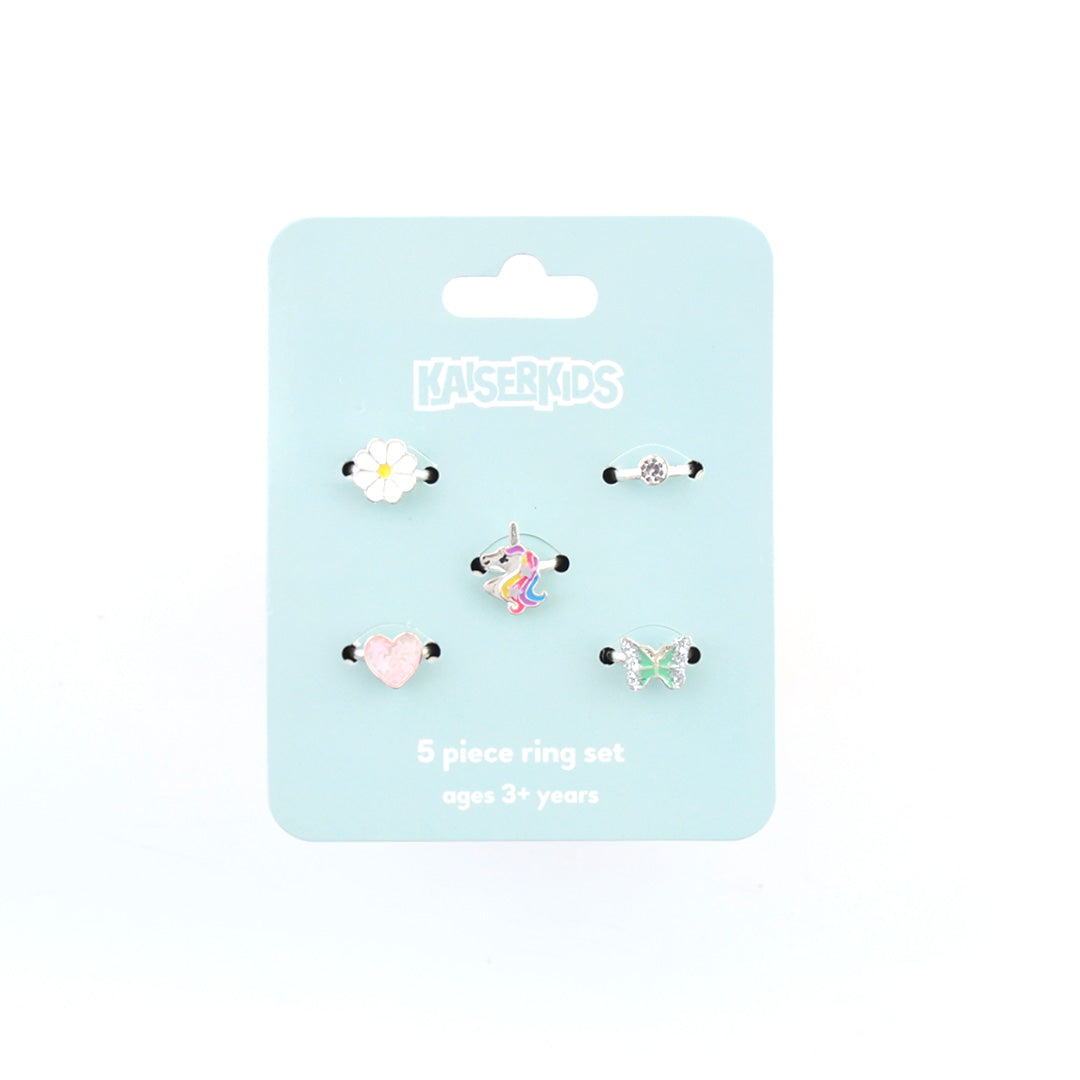 Ring Set 5Pc - Silver Unicorn