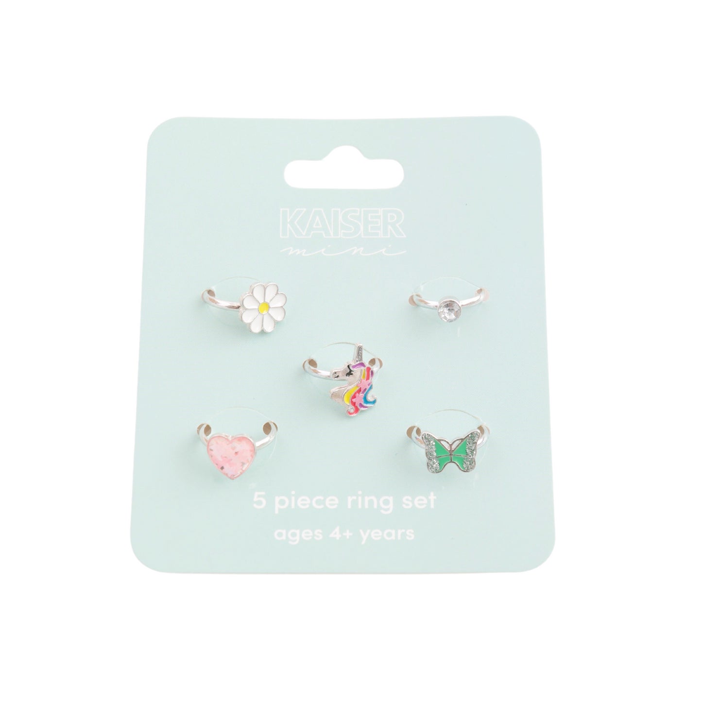 Kids Ring Set 5pc - SILVER UNICORN