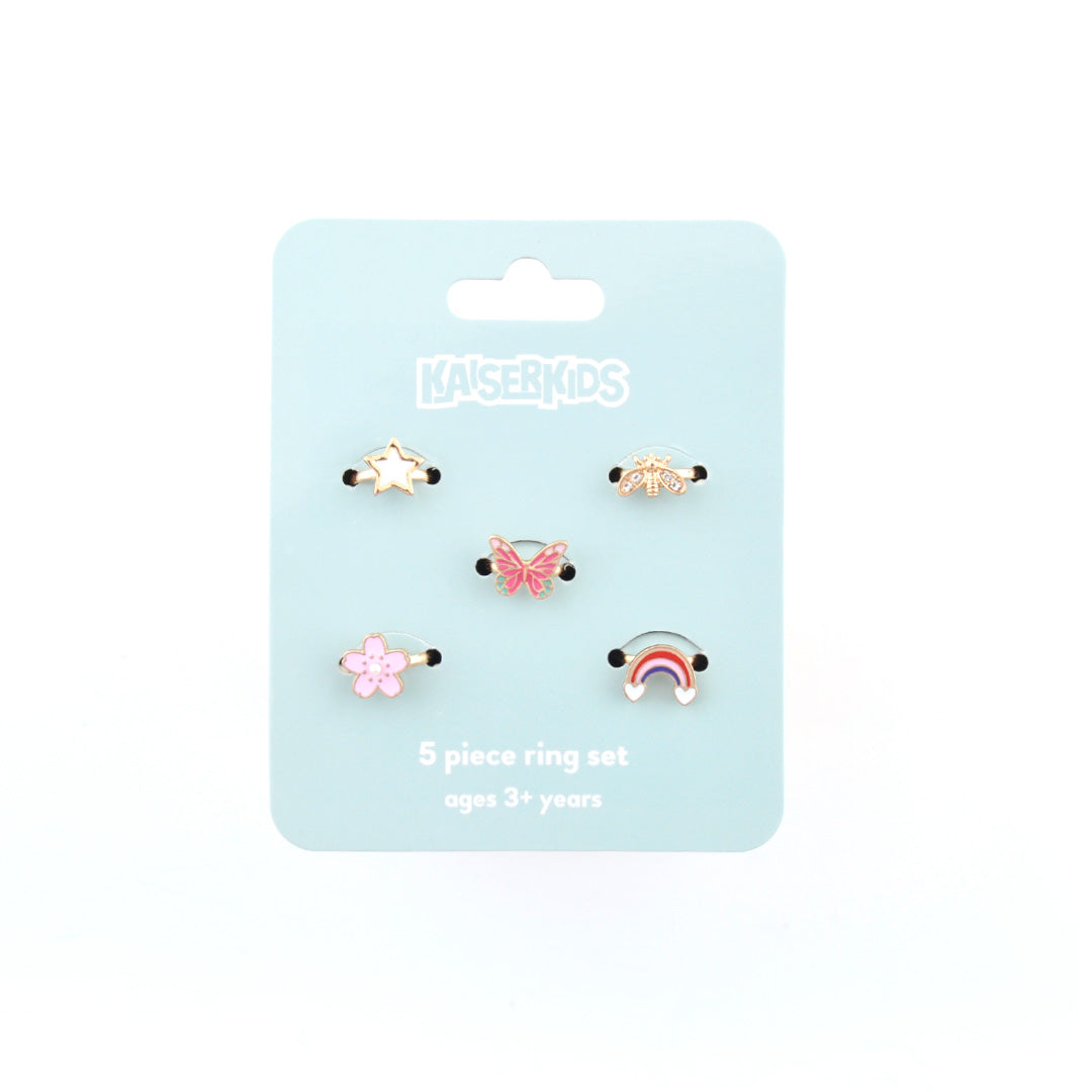 Ring Set 5Pc - Gold Flower