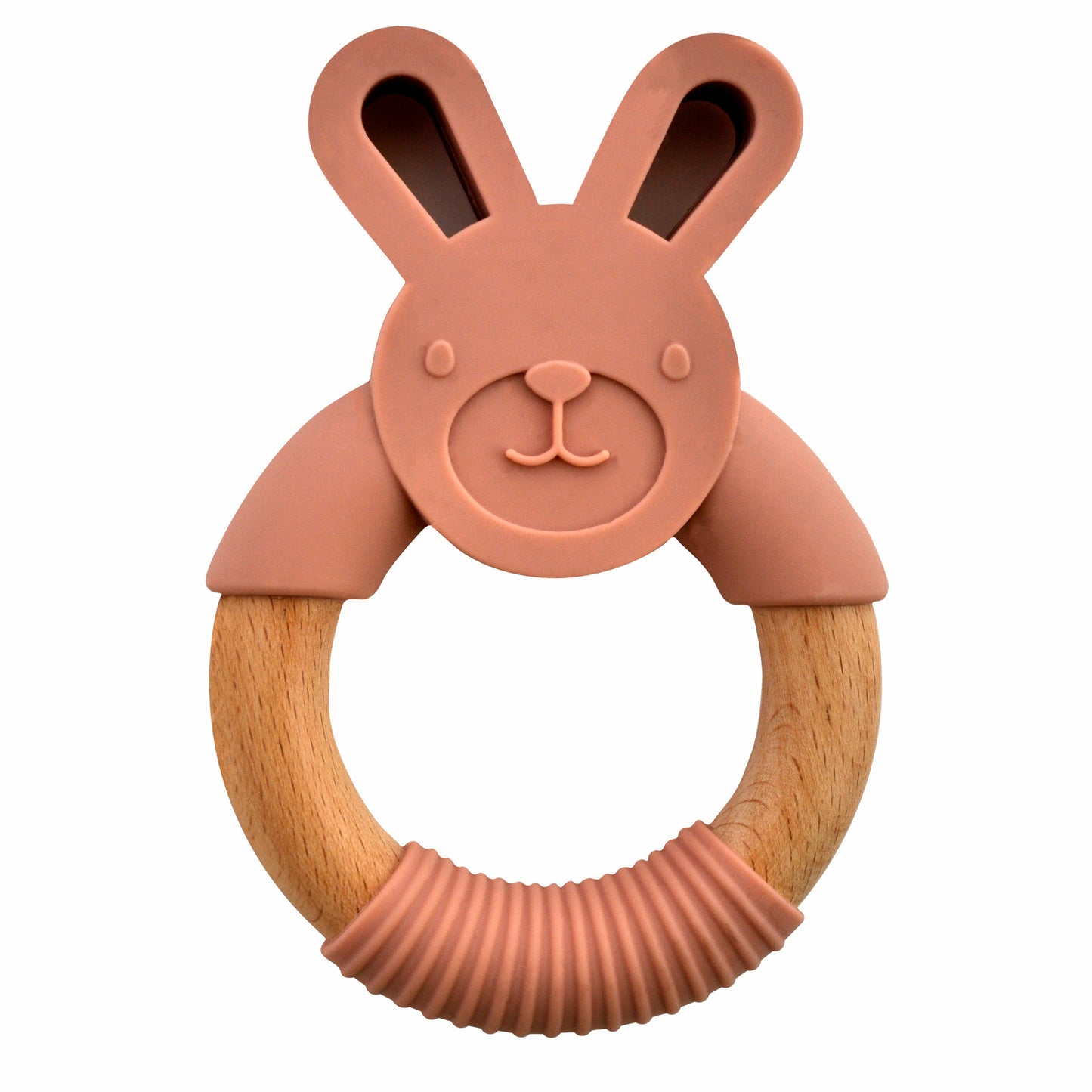 Baby Silicone Animal Teething Ring - Pink Bunny