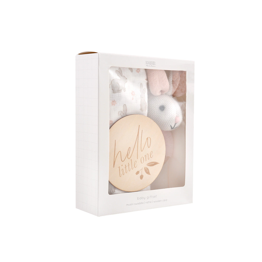 Muslin Swaddle & Rattle Gift Set - Playful Bunny