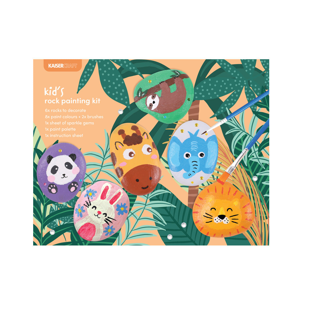Creative Club - Kids 6pk Rock Painting Kit - ANIMALS