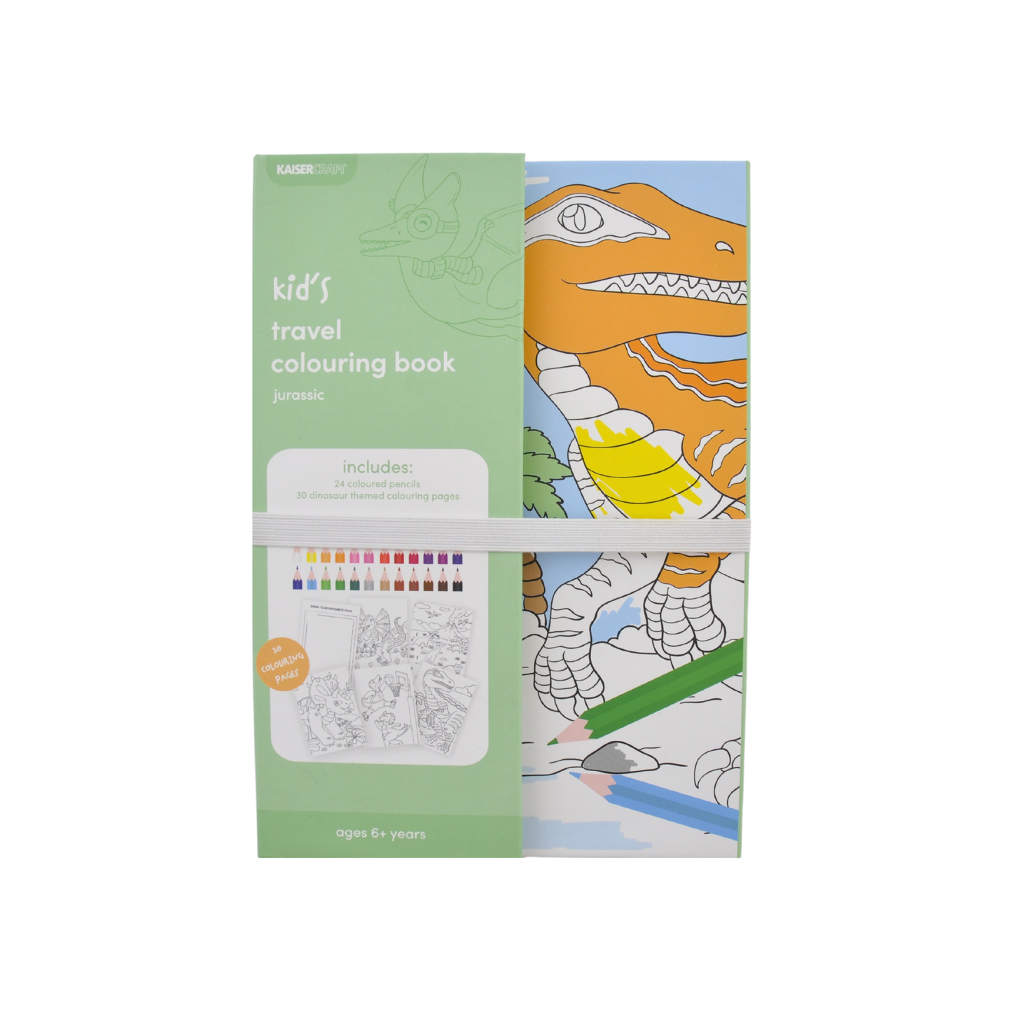 Kaiser Creative Club - Kids A5 Travel Colouring Book & Pencil Set - JURASSIC