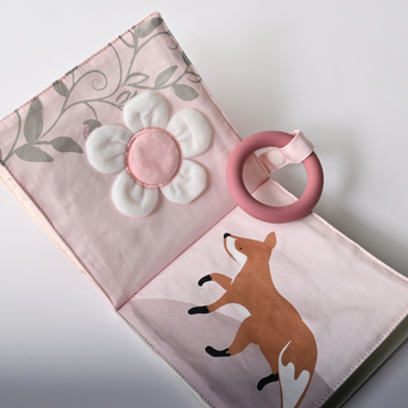 K Mini Baby Texture Book with Silicone Teether - WOODLANDS