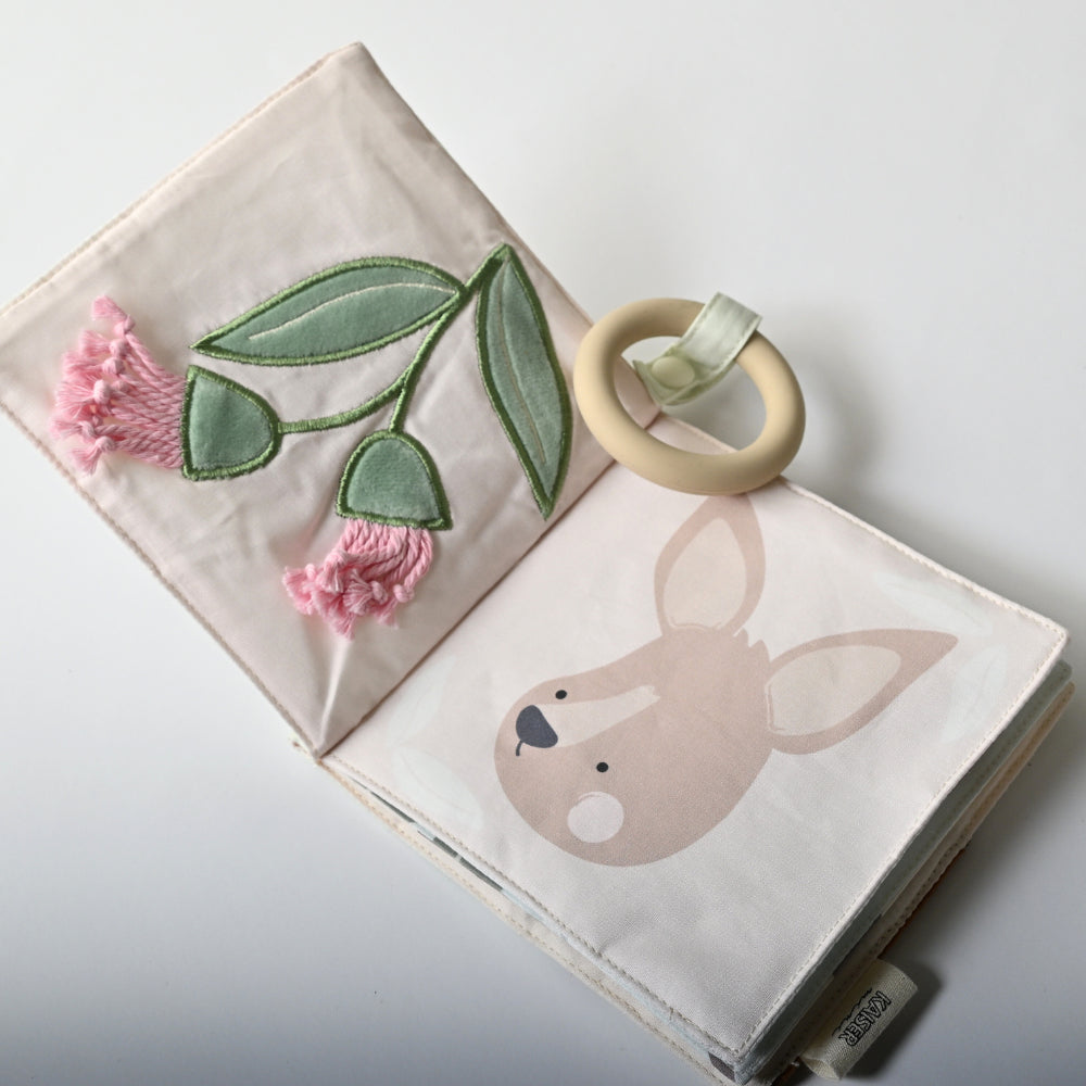 K Mini Baby Texture Book with Silicone Teether - AUSSIE