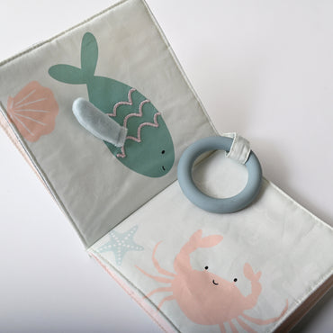 K Mini Baby Texture Book with Silicone Teether - OCEAN