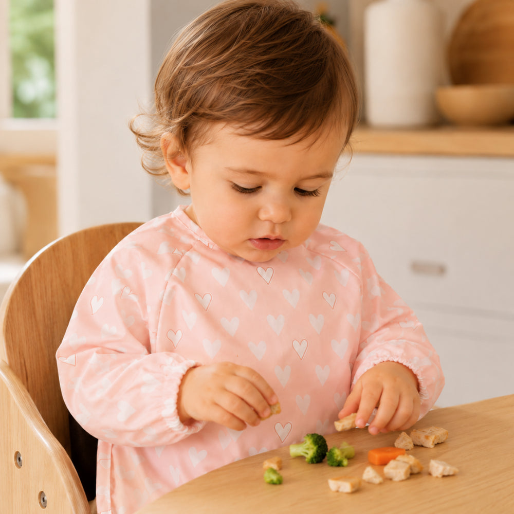 Peek-A-Boo Collection Baby Feeding Smock - HEARTS