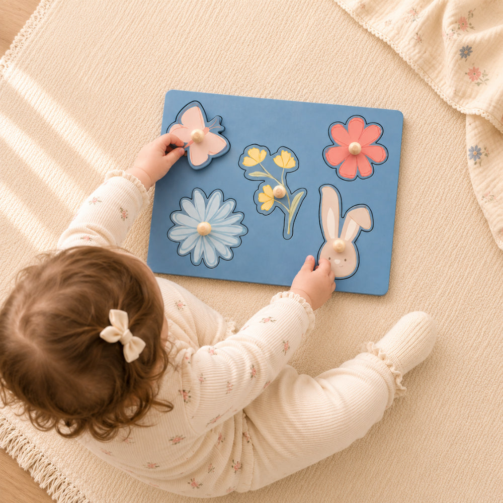 Peek-A-Boo Collection Baby Wooden Puzzle - PRETTY GARDEN