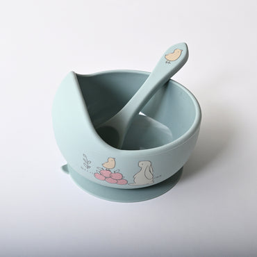Tiny Orchard Baby Silicone Bowl & Spoon Set - BUNNY