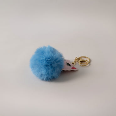 Keychain Pom Pom Buddy - CAT BLUE
