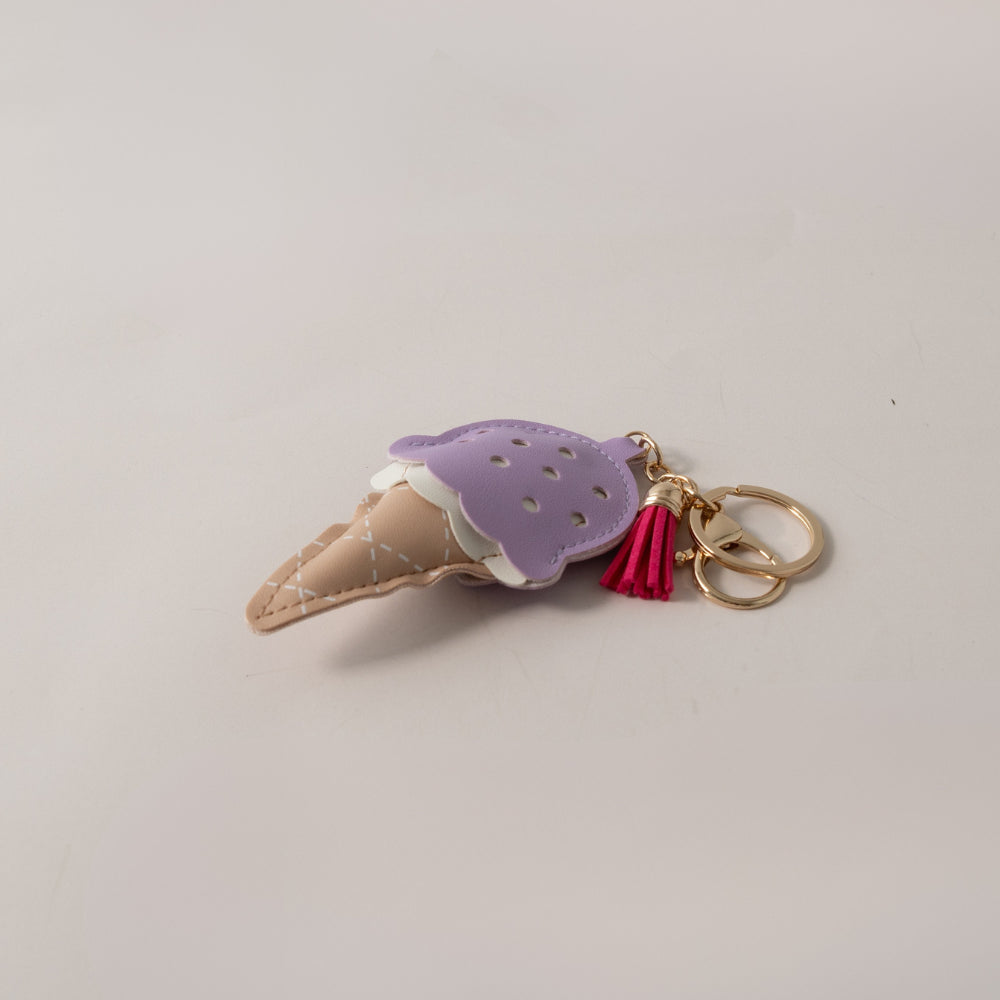 Keychain Faux Leather Ice Cream - PURPLE