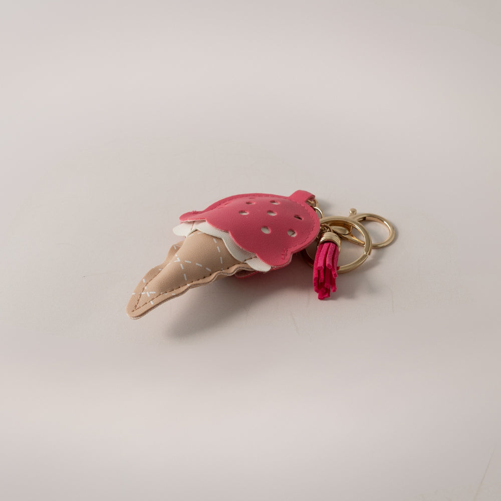 Keychain Faux Leather Ice Cream - PINK