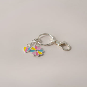 Keychain Enamel Flower/Heart - RAINBOW