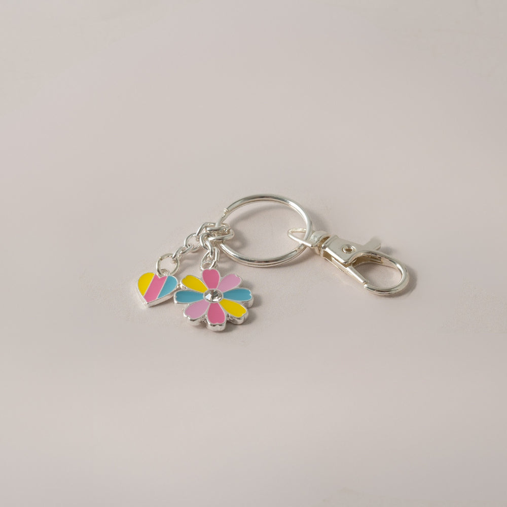 Keychain Enamel Flower/Heart - RAINBOW