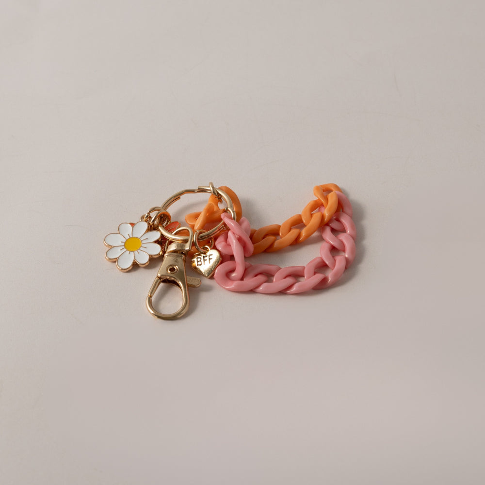 Keychain Flower with Chain - WHITE