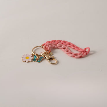 Keychain Flower with Chain - PINK