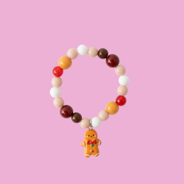 Kids Bead Charm Bracelet - GINGERBREAD MAN