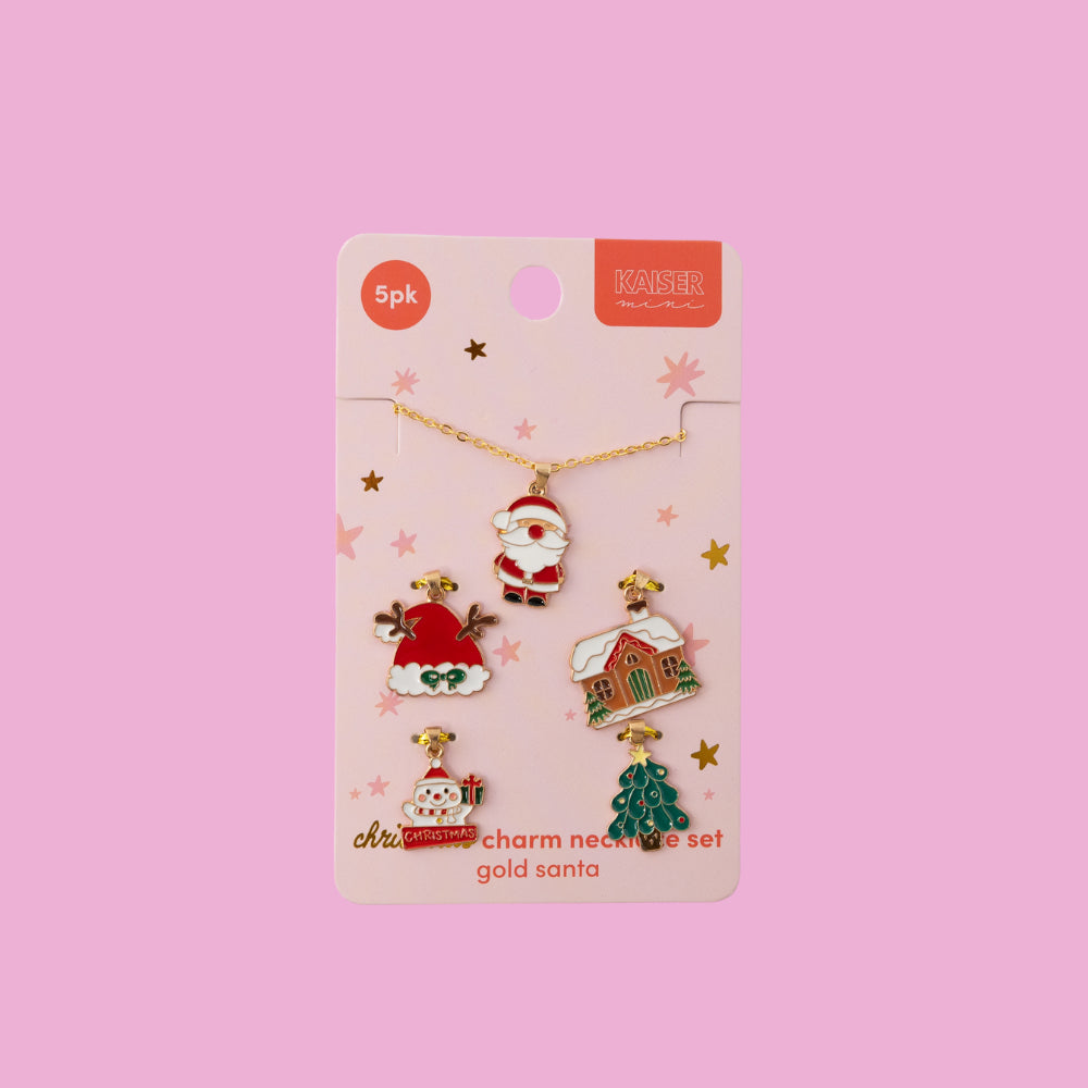 Kids 5pk Charm Necklace Set - GOLD SANTA