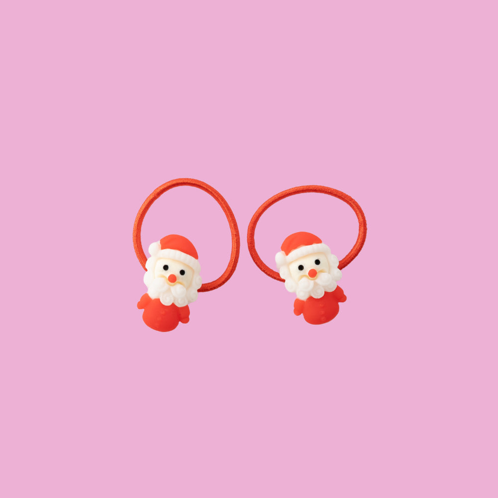 Kids 2pk Fabric Hair Ties - SANTA