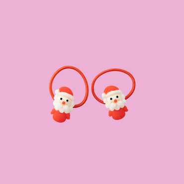 Kids 2pk Fabric Hair Ties - SANTA