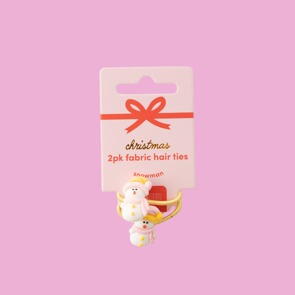 Kids 2pk Fabric Hair Ties - SNOWMAN