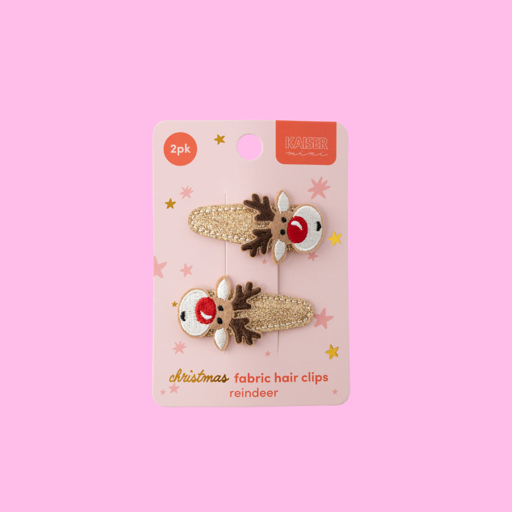Kids 2pk Fabric Hair Clip - REINDEER