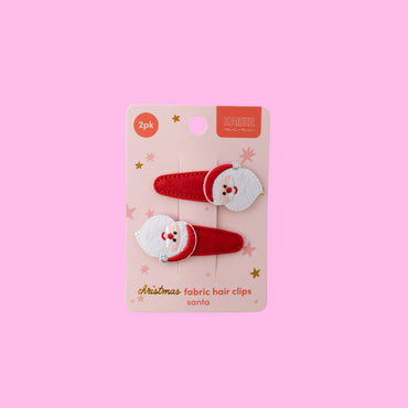 Kids 2pk Fabric Hair Clip - SANTA