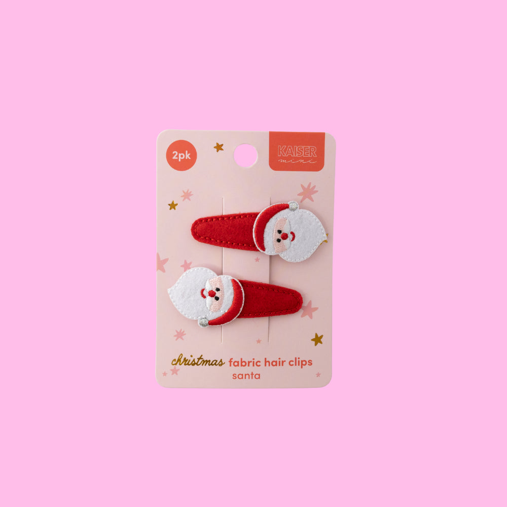 Kids 2pk Fabric Hair Clip - SANTA