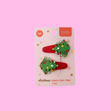 Kids 2pk Fabric Hair Clip - TREE
