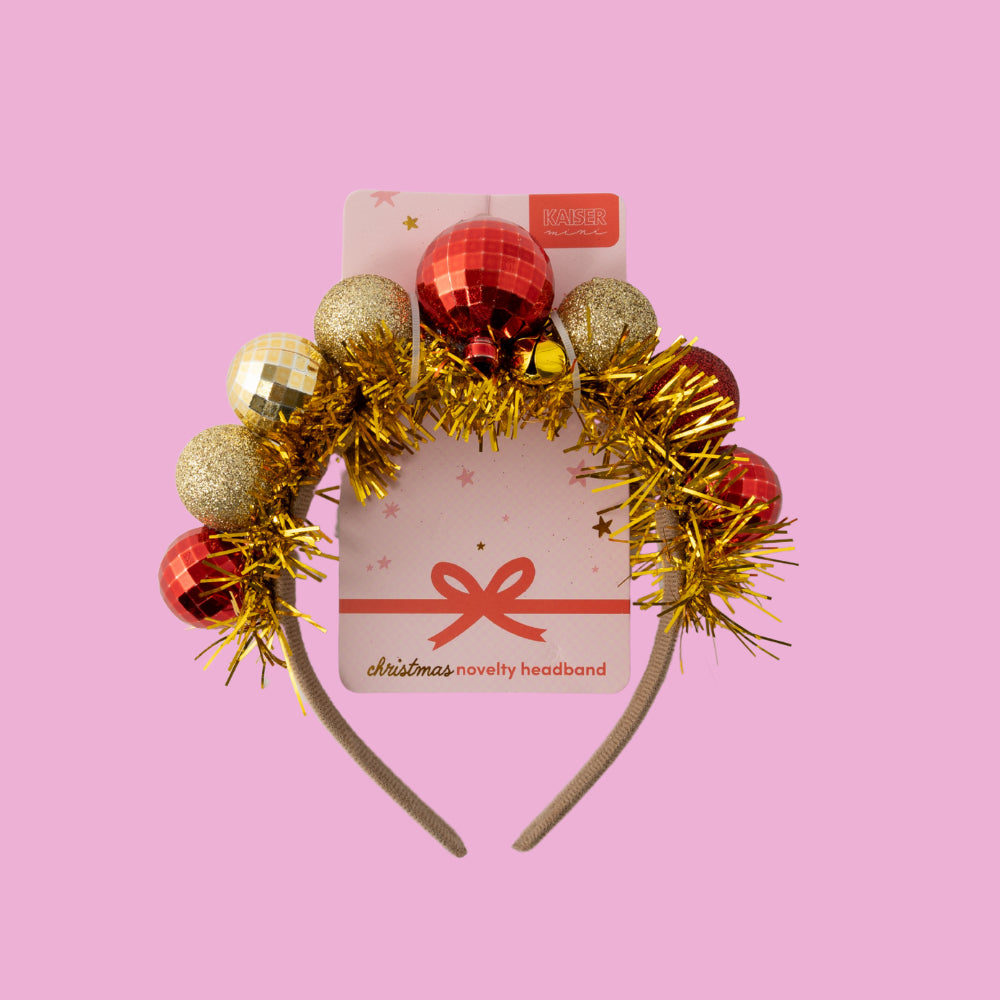 Christmas Novelty Headband - Gold Bauble