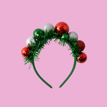 Kids Novelty Headband - GREEN BAUBLE
