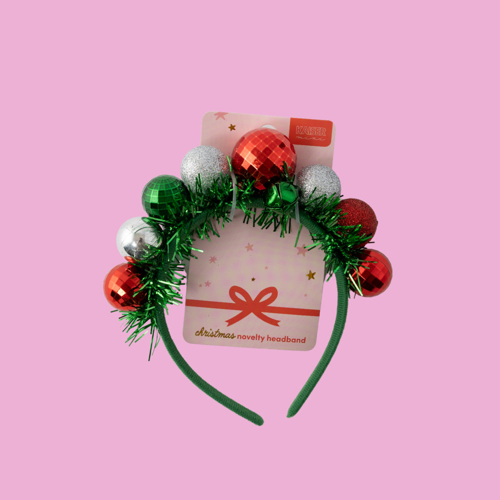 Kids Novelty Headband - GREEN BAUBLE