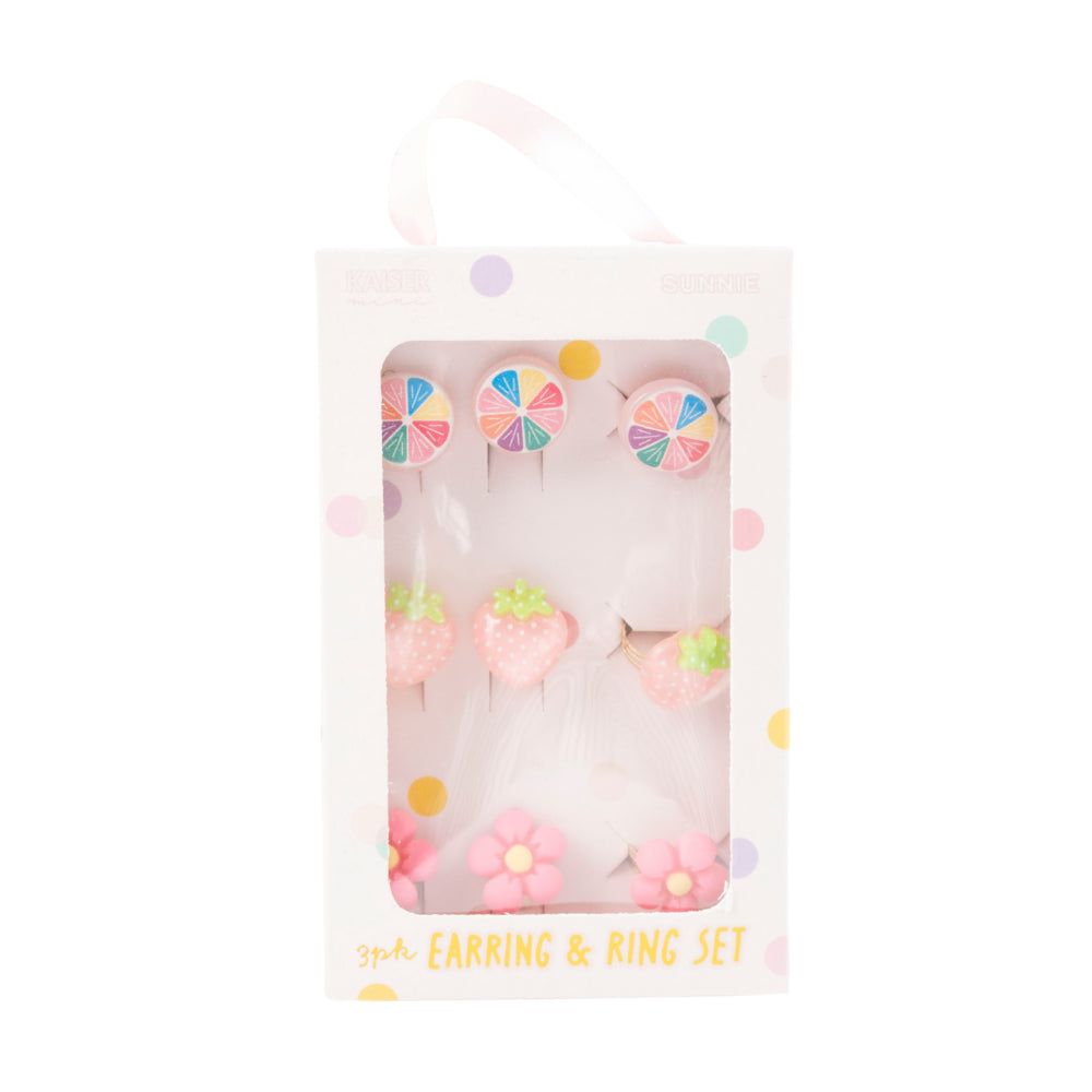 Sunnie Series Earring & Ring Set 3pk - PINK SUMMER
