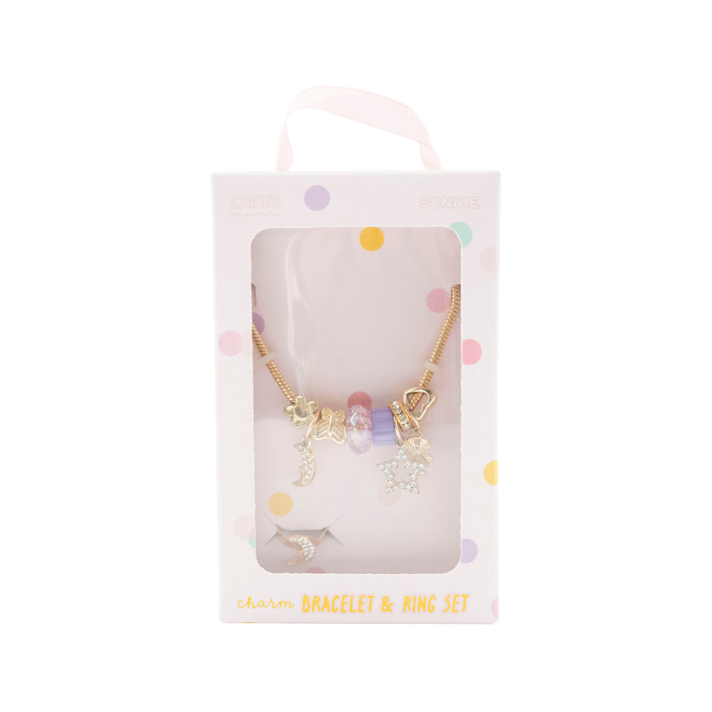 Sunnie Series Charm Bracelet & Ring Set - STAR GOLD
