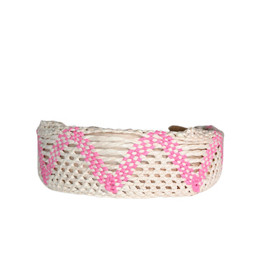 Kids Headband - PINK ZIGZAG WOVEN