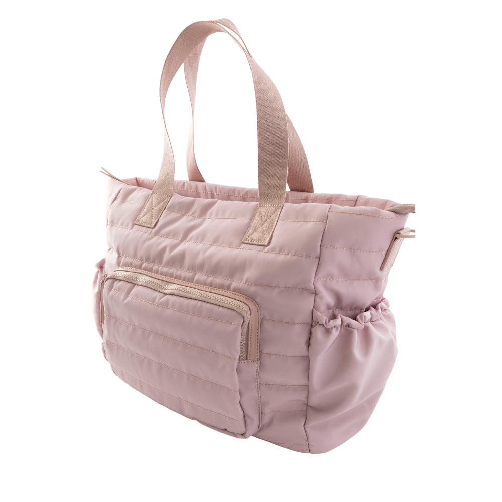 Market Day - Nylon Quilted Baby Tote Bag - DUSTY PINK