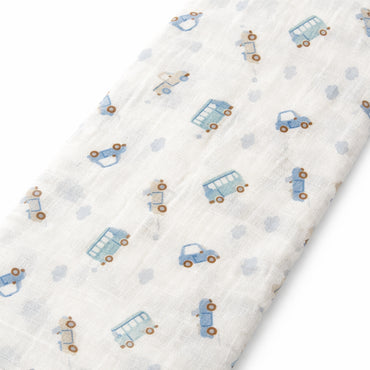 Tiny Tales Baby Muslin Swaddle - ON THE ROAD