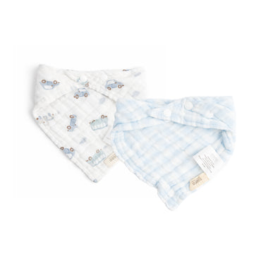 Tiny Tales Baby Muslin Bandana Bib 2pk - ON THE ROAD