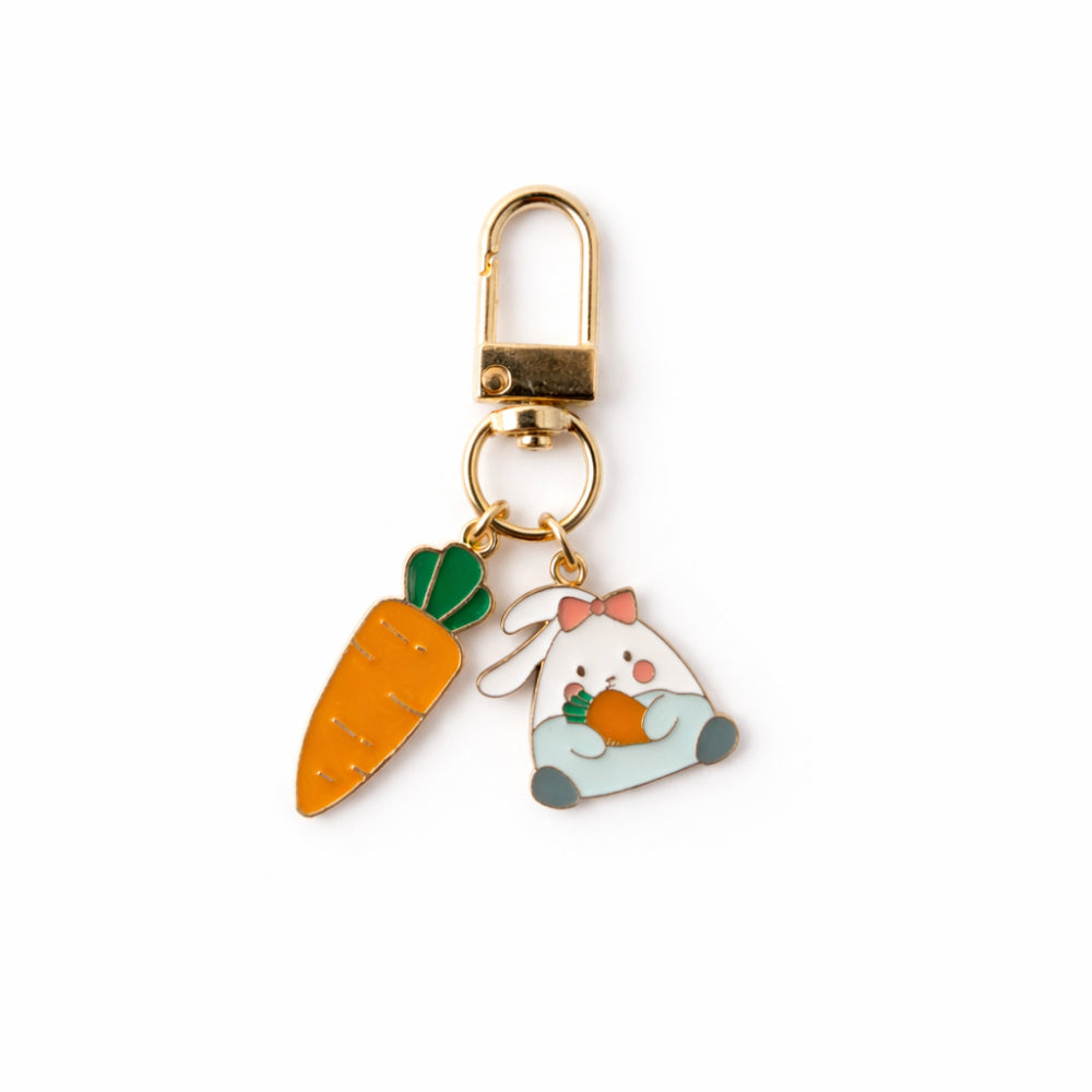 Hoppy Times Kids Easter Keyring Enamel - CARROT BUNNY