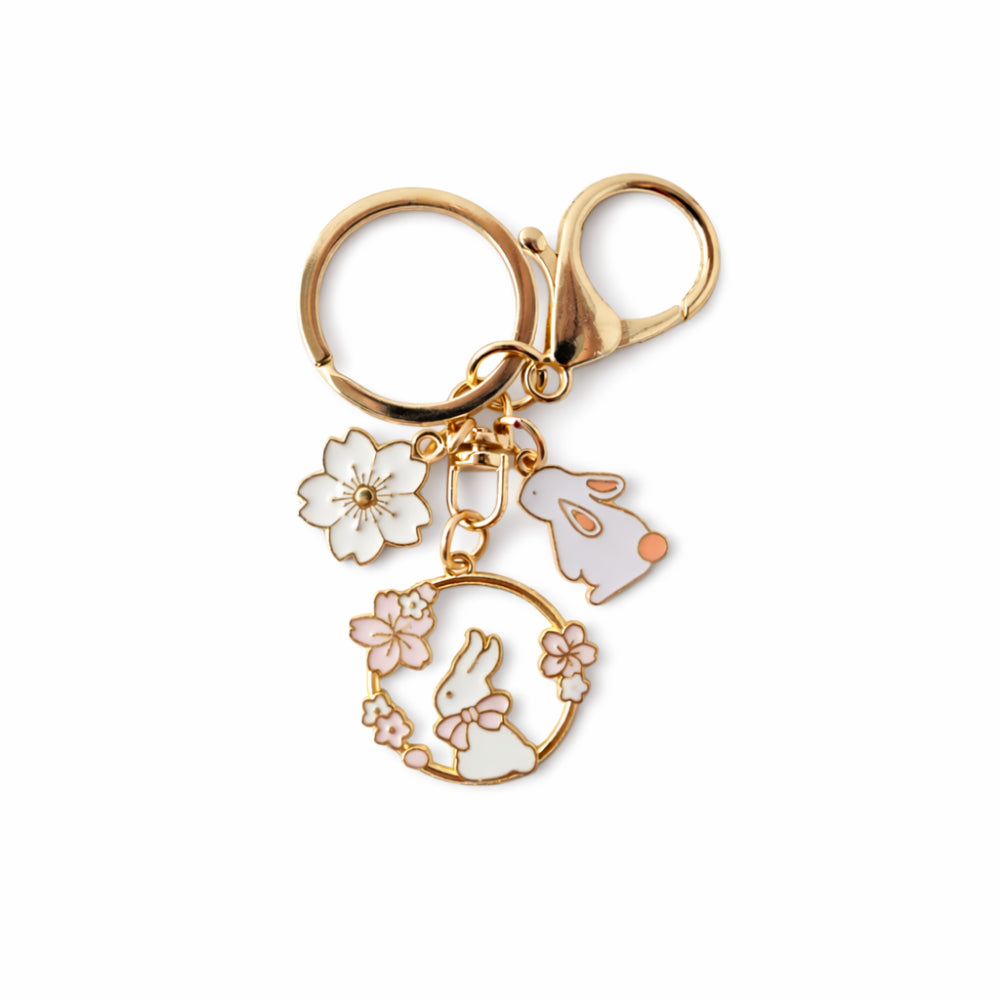 Hoppy Times Kids Easter Keyring Enamel - FLORAL BUNNY