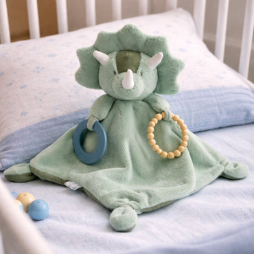 Wonderland Baby Collection Plush Comforter with Silicone - MINT DINO
