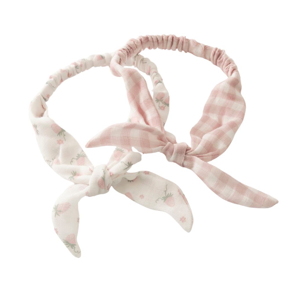 Market Day - Baby Muslin Headband 2pk - GINGHAM